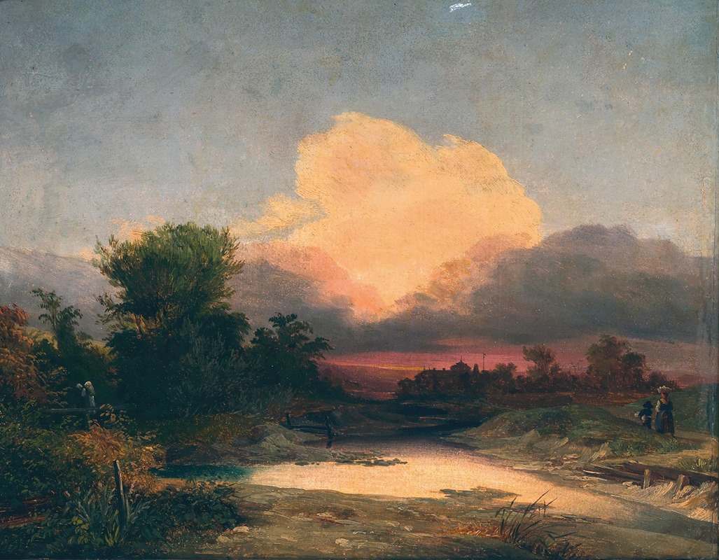 Ignaz Raffalt - A Landscape at Sunset