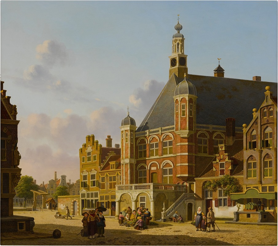 Jan Hendrik Verheijen - A Busy Town Square, Holland