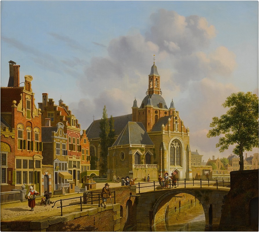 Jan Hendrik Verheijen - A Church along a Canal, Holland