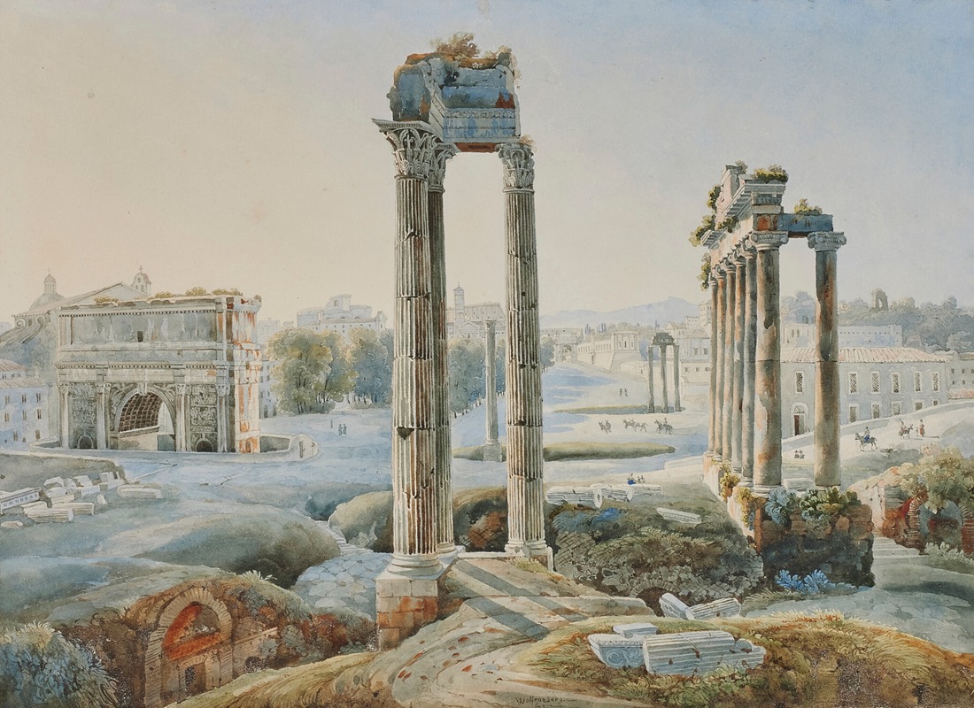 Johann Jakob Wolfensberger - La vallée des temples d’Agrigente en Sicile avec le temple de la Concorde et le temple d’Héra