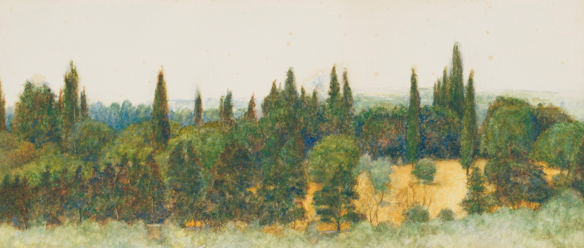 John Roddam Spencer Stanhope - An Italian valley with pine trees