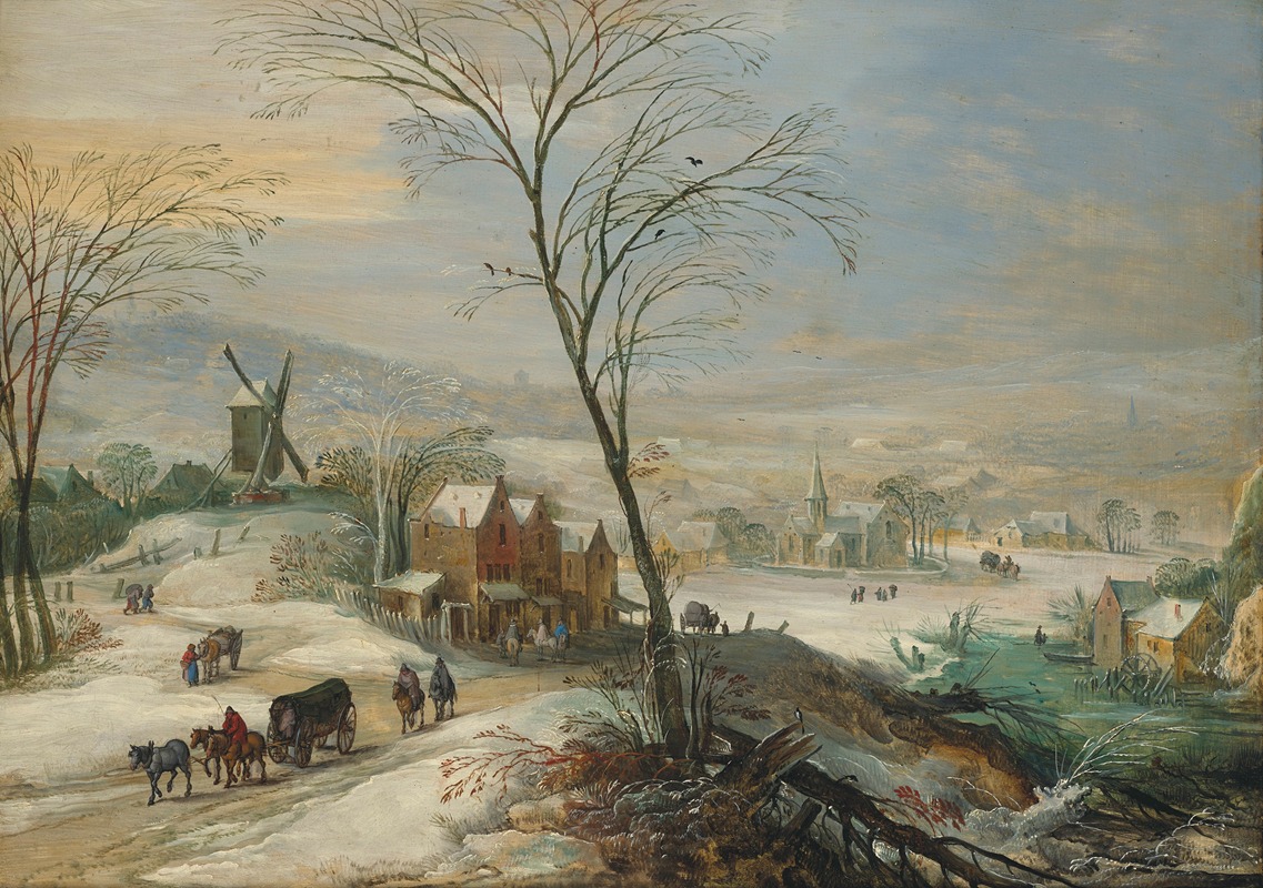Joos de Momper - Paysage d’hiver avec un moulin à vent
