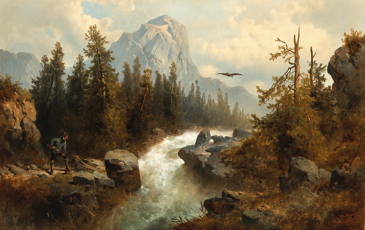 Josef Thoma - Hunting Birds of Prey at a Mountain Stream