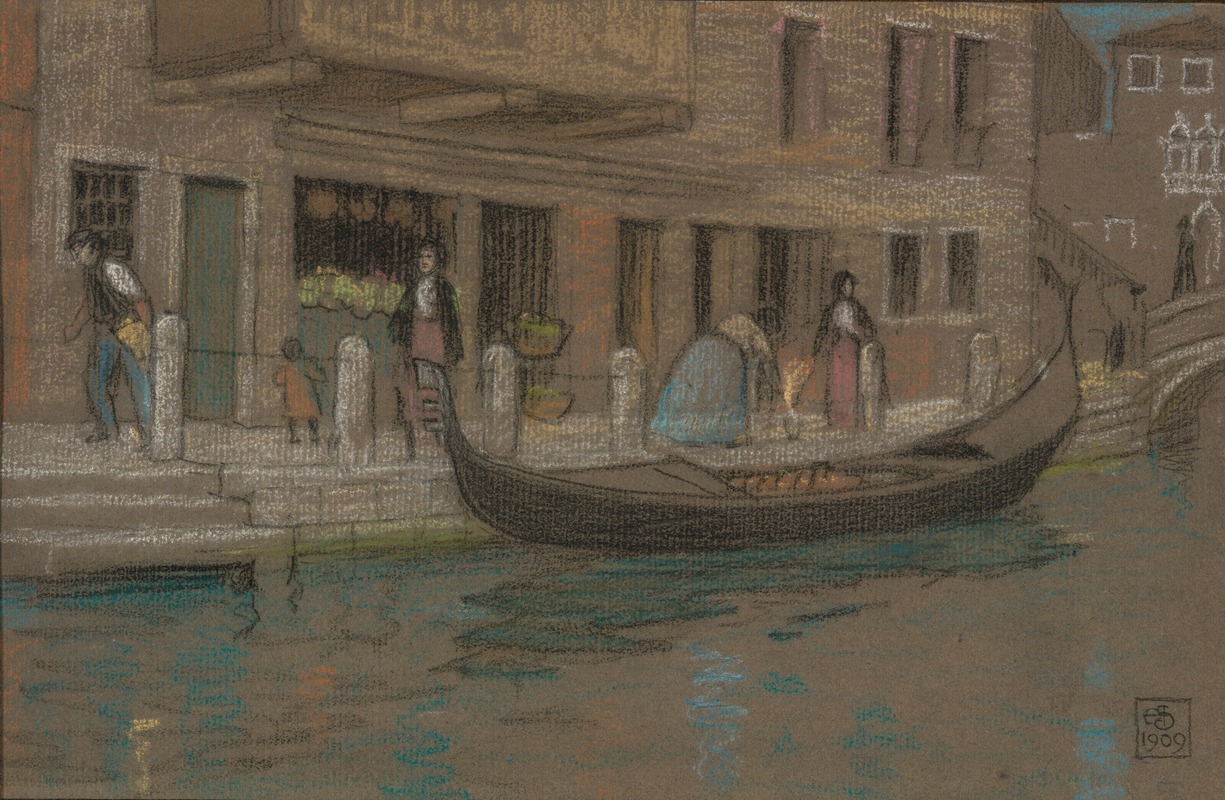 Joseph Edward Southall - A canal in Venice