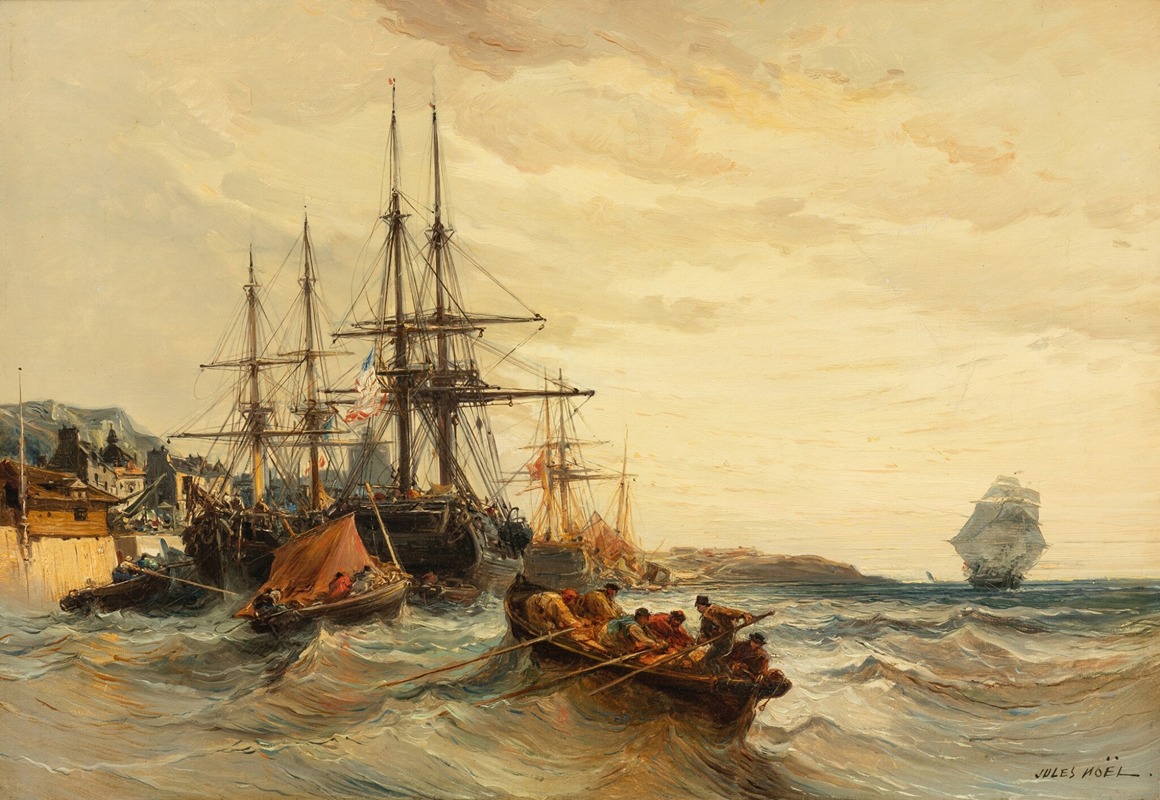 Jules-Achille Noël - Marine with boats in port