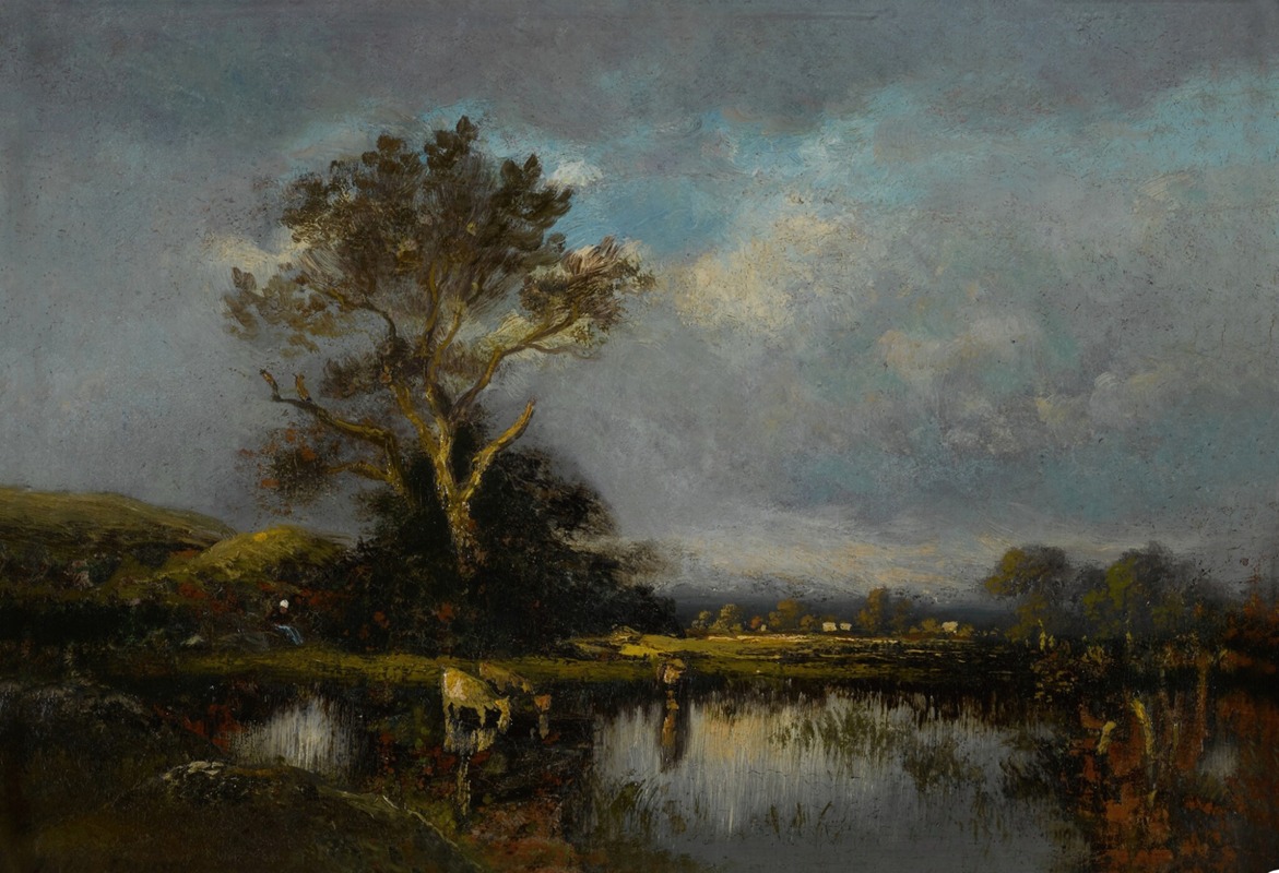 Jules Dupré - Landscape with Pond and Tree