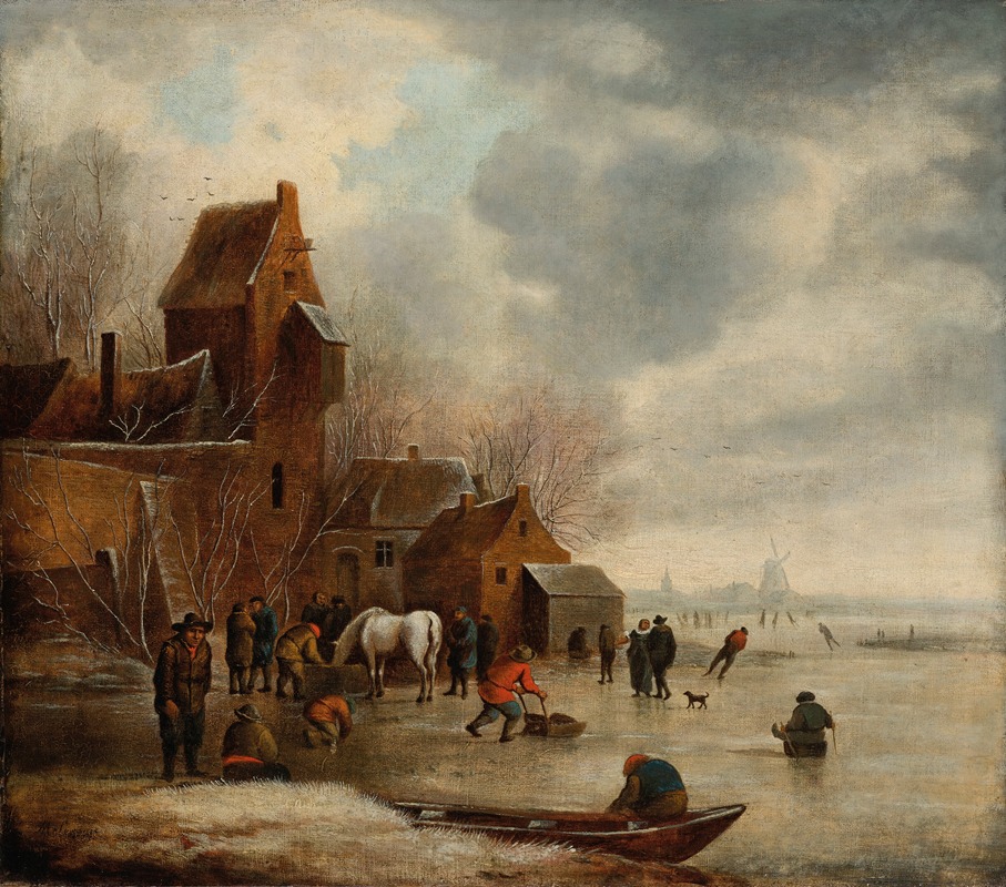 Nicolaes Molenaer - Paysage d’hiver aux patineurs