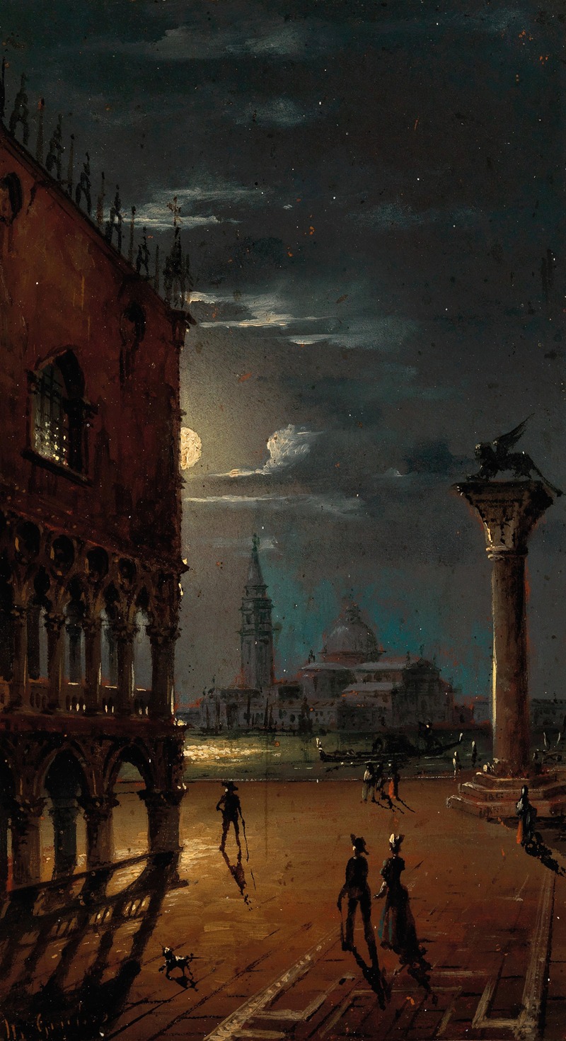 Marco Grubas - Venice, Moonlit Night with a View of the Palazzo Ducale and San Giorgio Maggiore