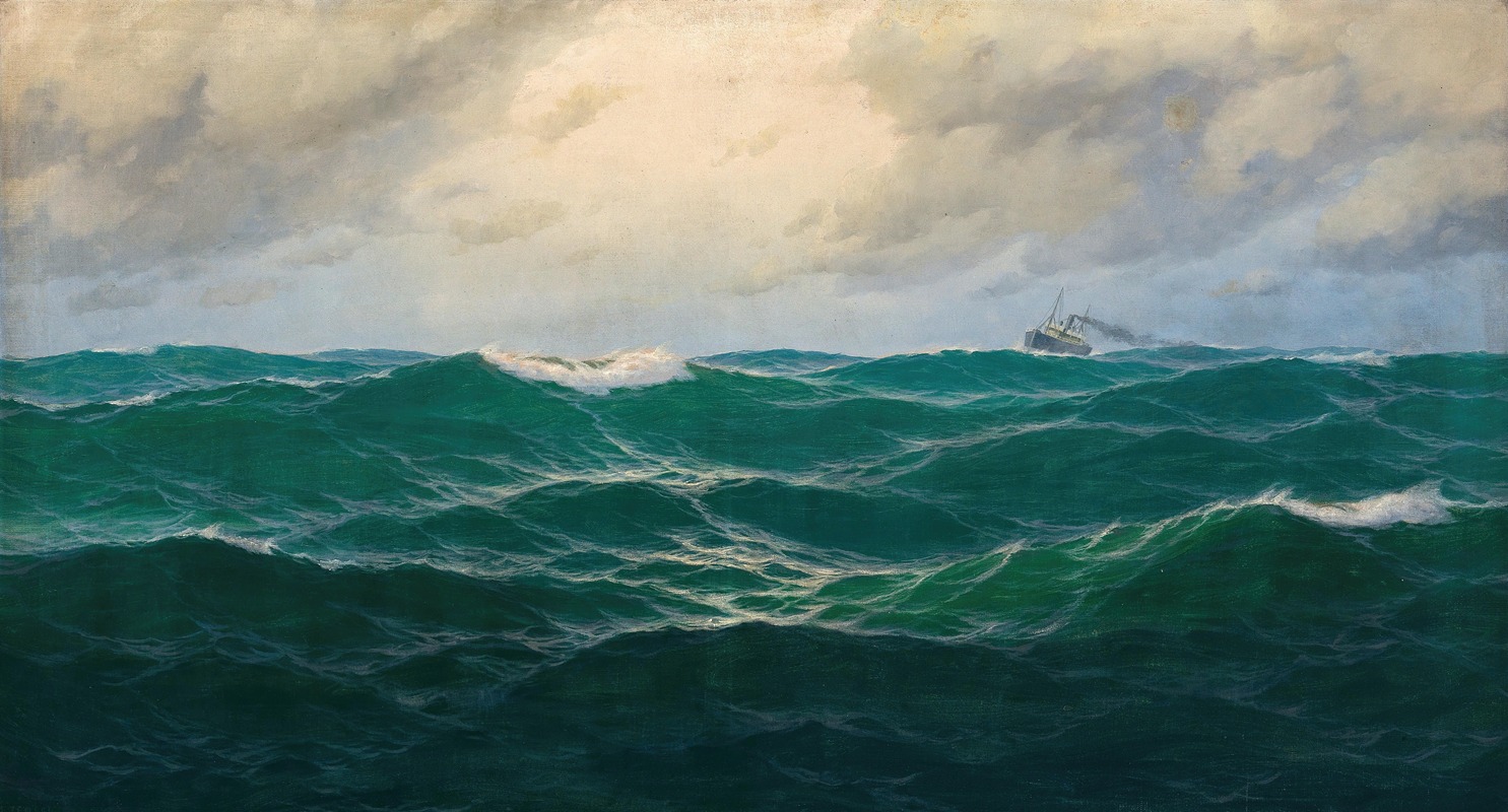 Max Jensen - A Seascape with Steamer on the Horizon