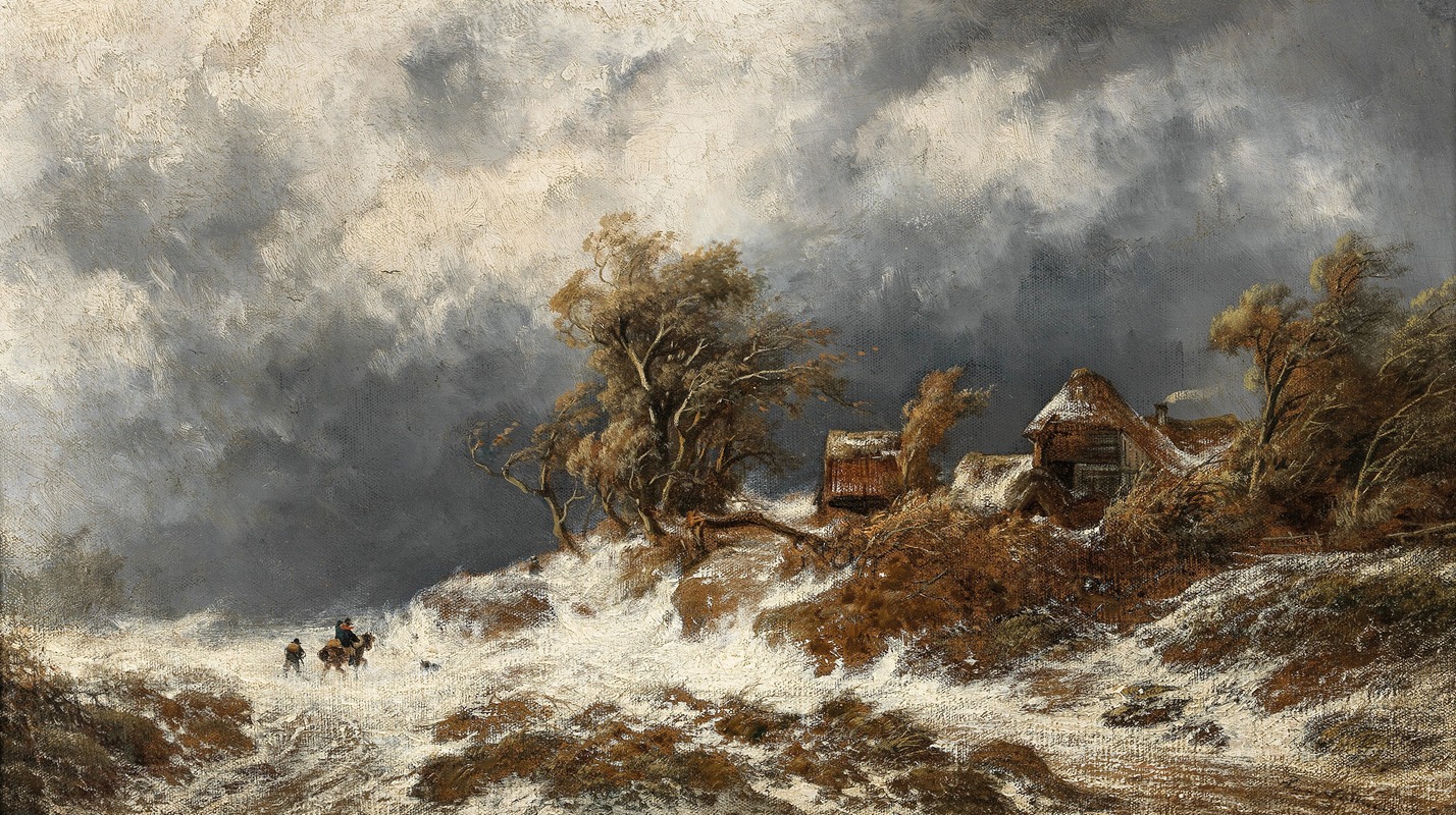 Remigius Adrianus van Haanen - Returning Home in a Winter Landscape