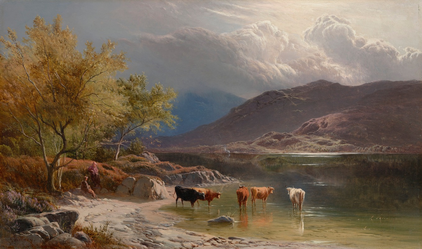 Sidney Richard Percy - Cattle watering by a loch