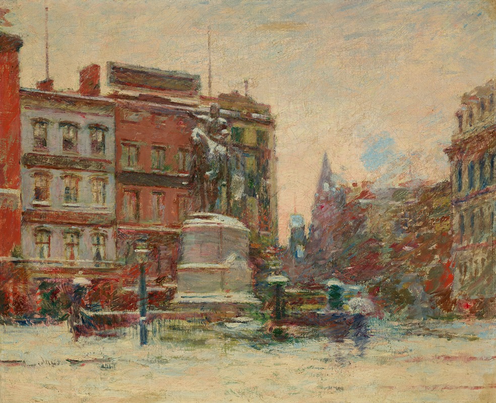 Theodore Robinson - Union Square, Winter (Washington Monument)