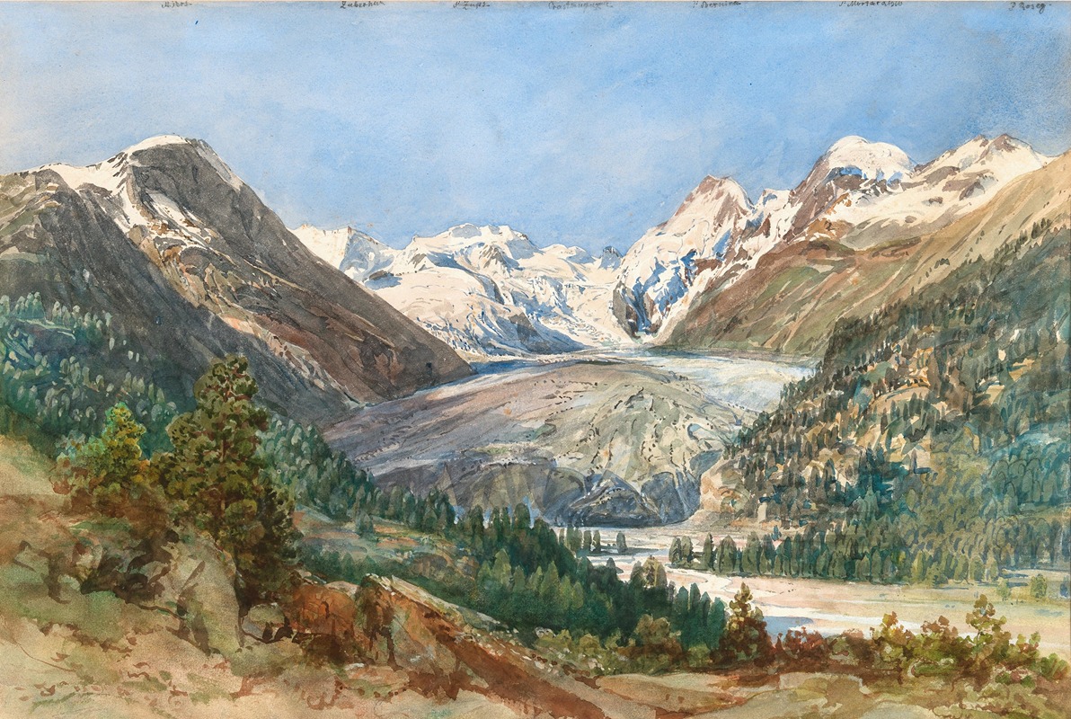 Thomas Ender - The Morteratsch Glacier in Grisons with the Bernina Range