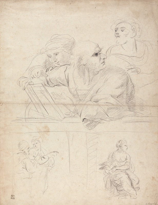 Sir Joshua Reynolds - Sheet of Figure Studies from Raphael’s Disputation.