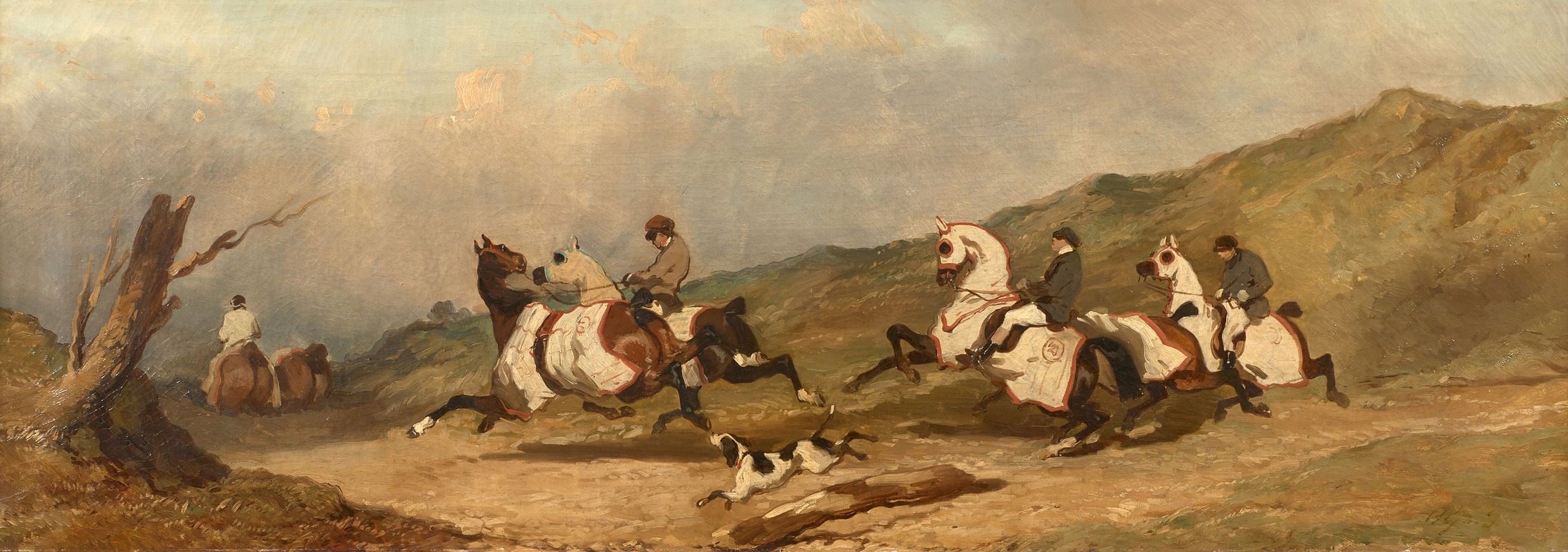 Alfred De Dreux - Entraînement de chevaux de course en camail