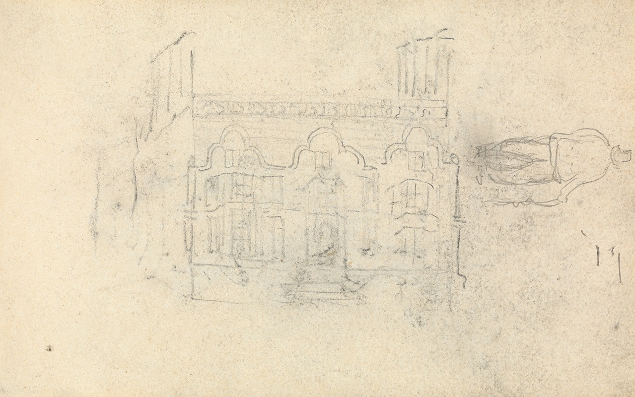 Thomas Bradshaw - Facade of a House and Sketch of a Man With a Cane