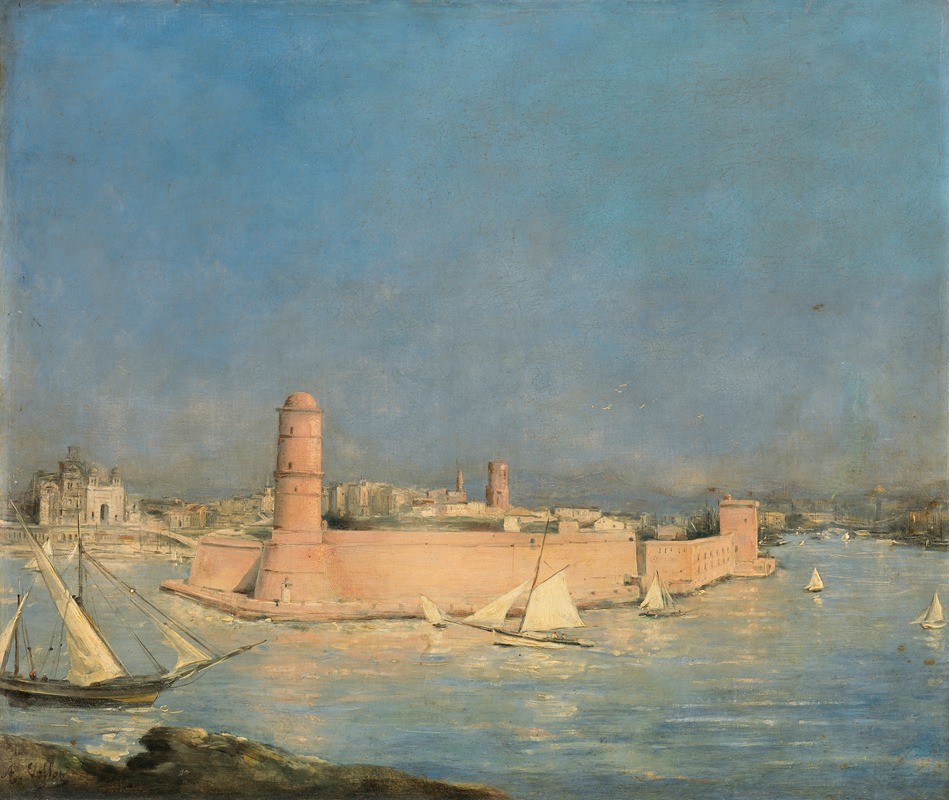 Antoine Vollon - Marseilles Harbour with a Lighthouse