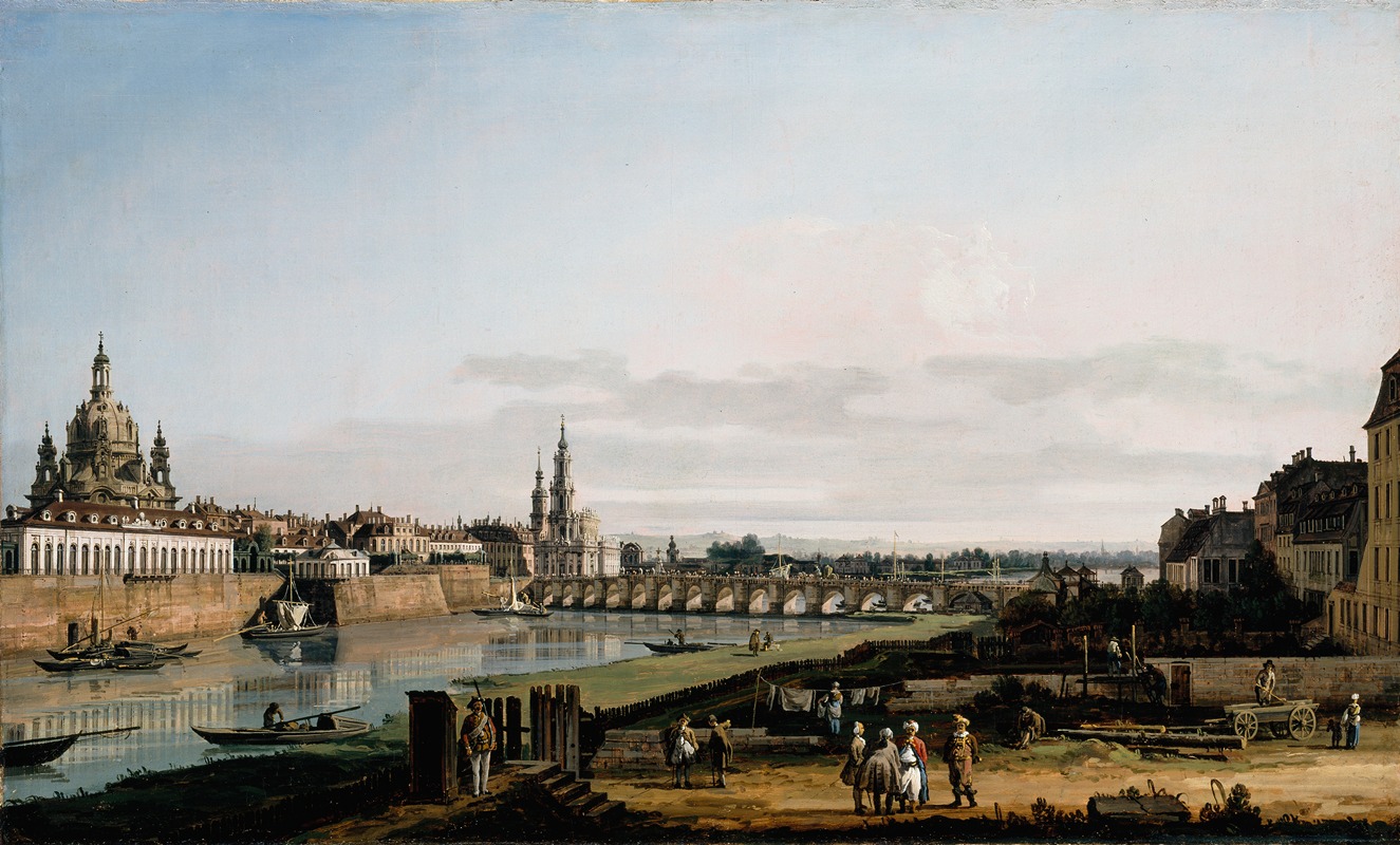 Bernardo Bellotto - Dresden from the Right Bank of the Elbe, above the Augustus Bridge