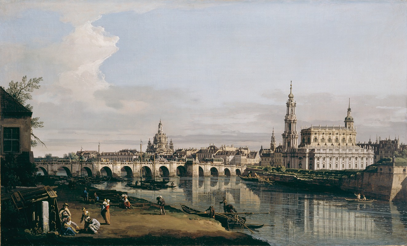 Bernardo Bellotto - Dresden from the Right Bank of the Elbe, below the Augustus Bridge