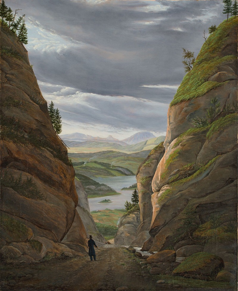 Eduard von Buchan - Walking Figure in the Ravine at Krokkleiva, on the way to Christiania (Oslo)