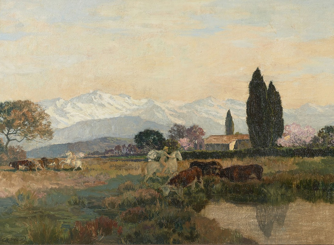 Émile-René Ménard - Cavaliers antiques dans un paysage de montagne