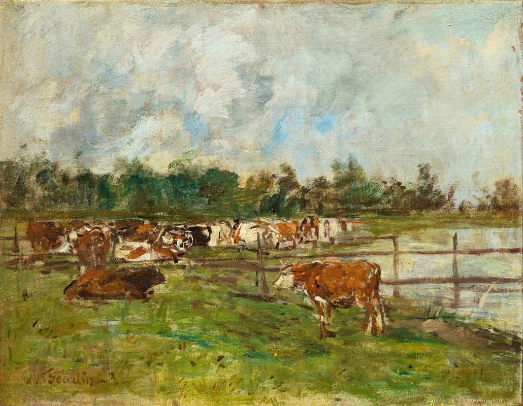 Eugène Boudin - Vaches au pré