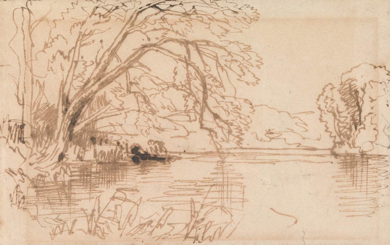 Thomas Creswick - A Tree Overhanging a River