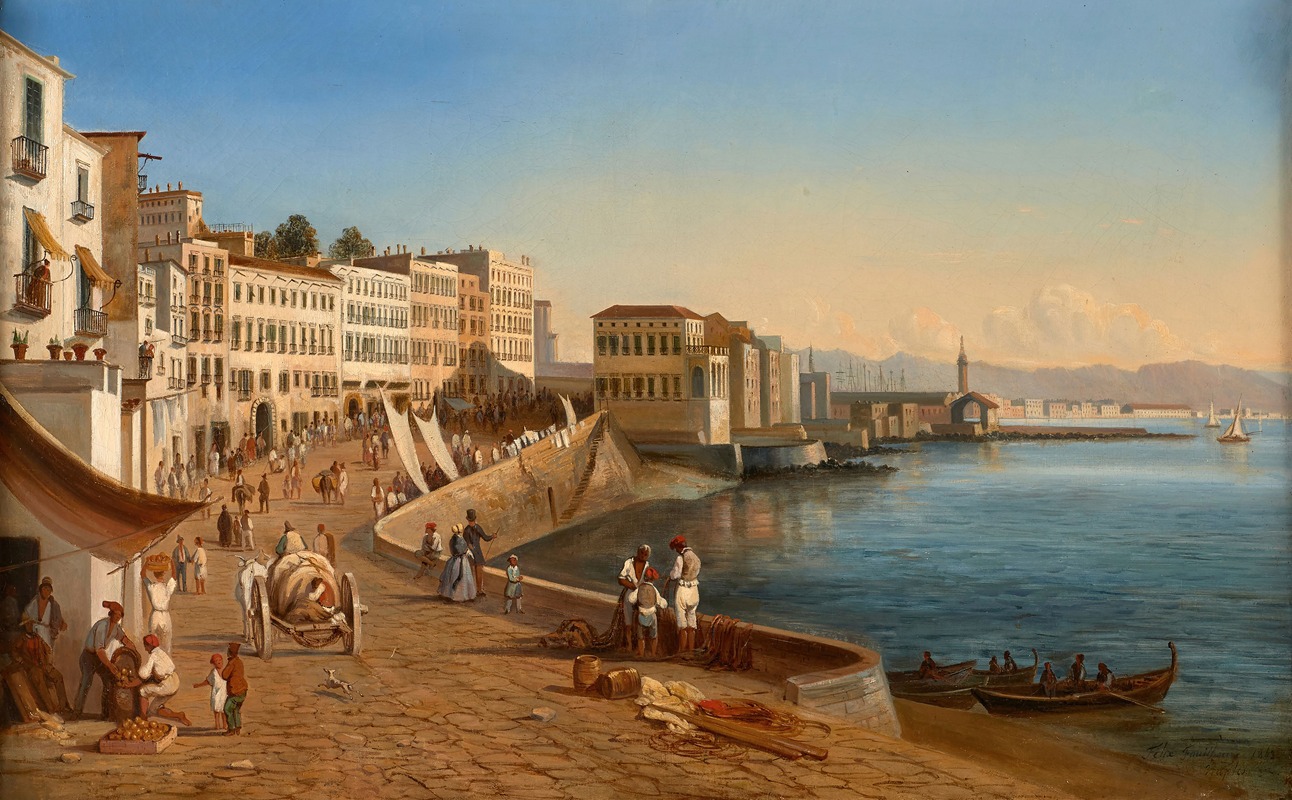 Félix Fouilhouze - Vue du port de Naples