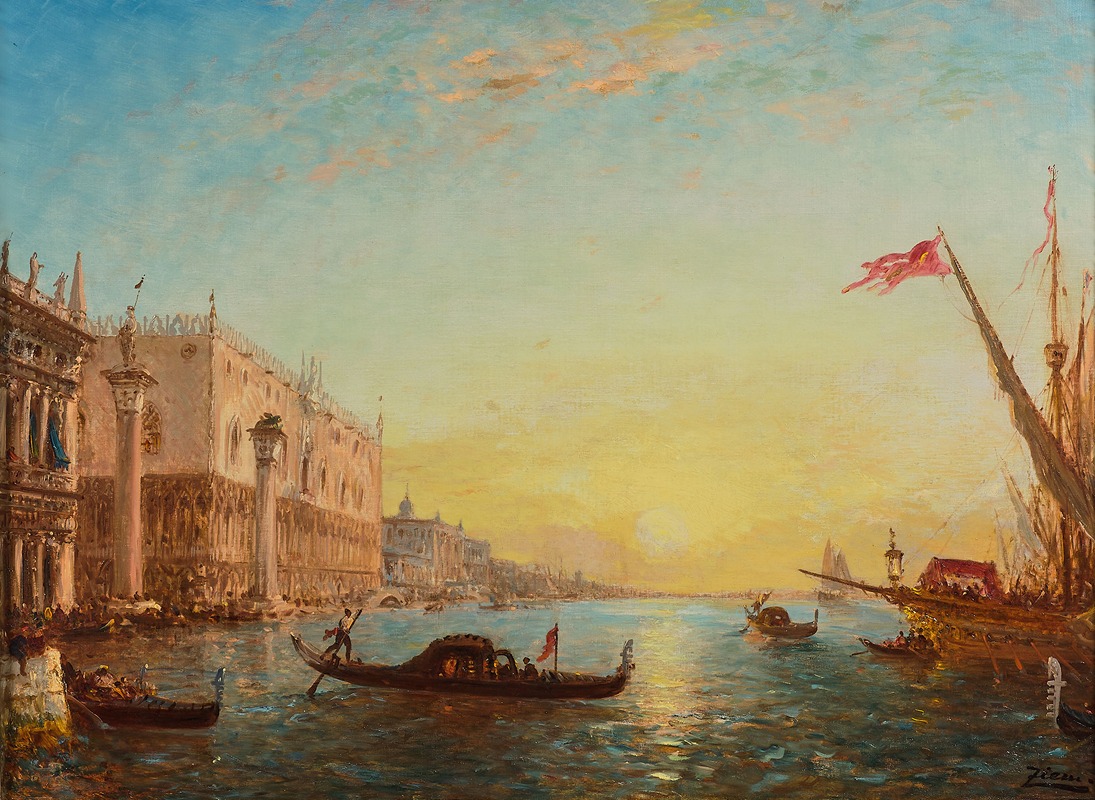 Félix Ziem - Soleil levant devant la Piazzetta et le palais des Doges, Venise