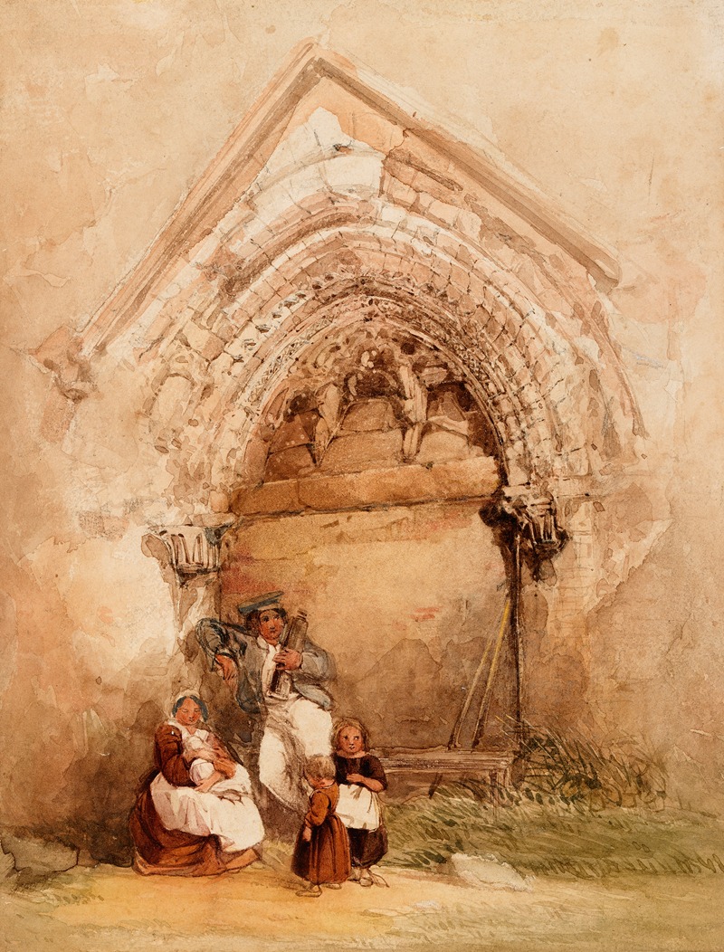 George Howse - Figures by a Doorway at Corfe Castle, Dorset