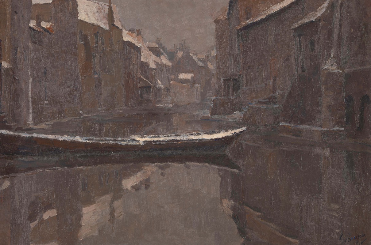 Georges Léon Ernest Buysse - Old Canal at Ghent in Winter