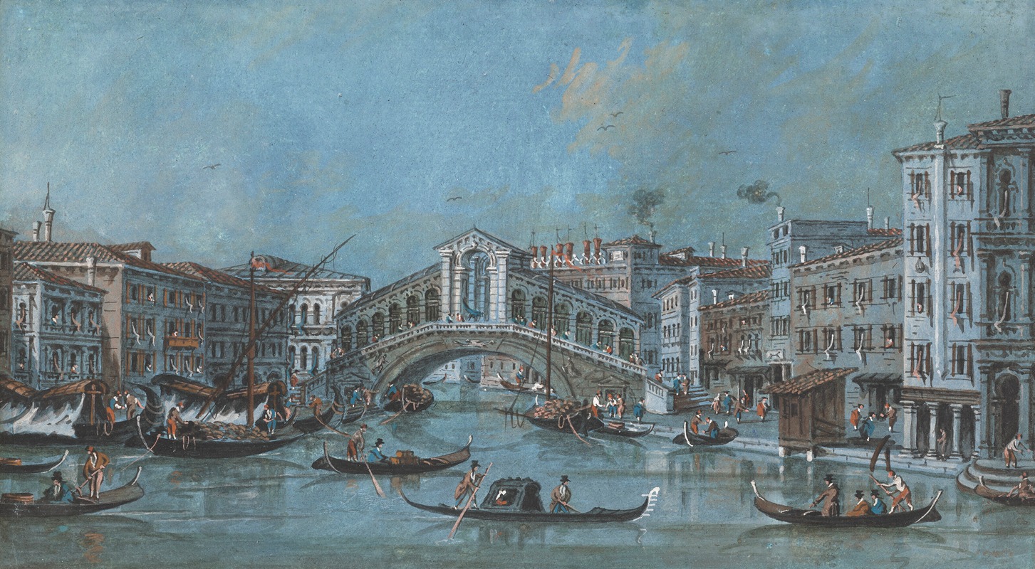 Giacomo Guardi - The Rialto Bridge, Venice