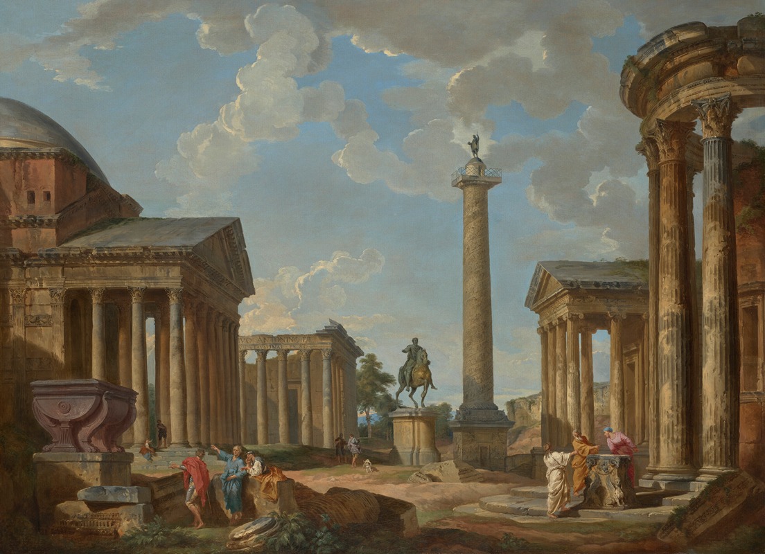 Giovanni Paolo Panini - A capriccio of Roman ruins