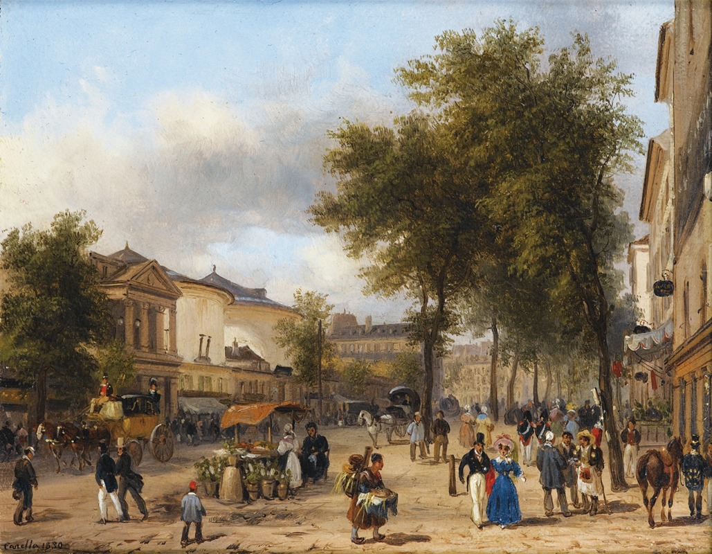 Giuseppe Canella - Paris, Vue du Théâtre des Variétés sur le Boulevard Montmartre