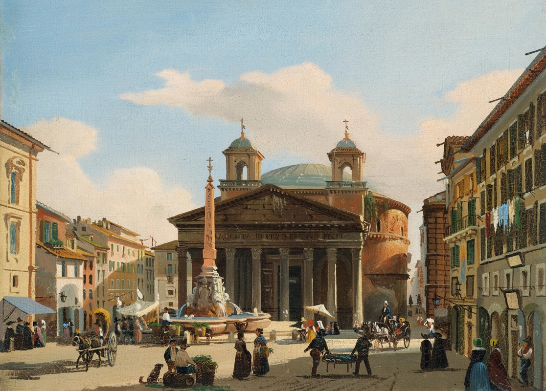 Giuseppe Canella - Vue du Panthéon à Rome