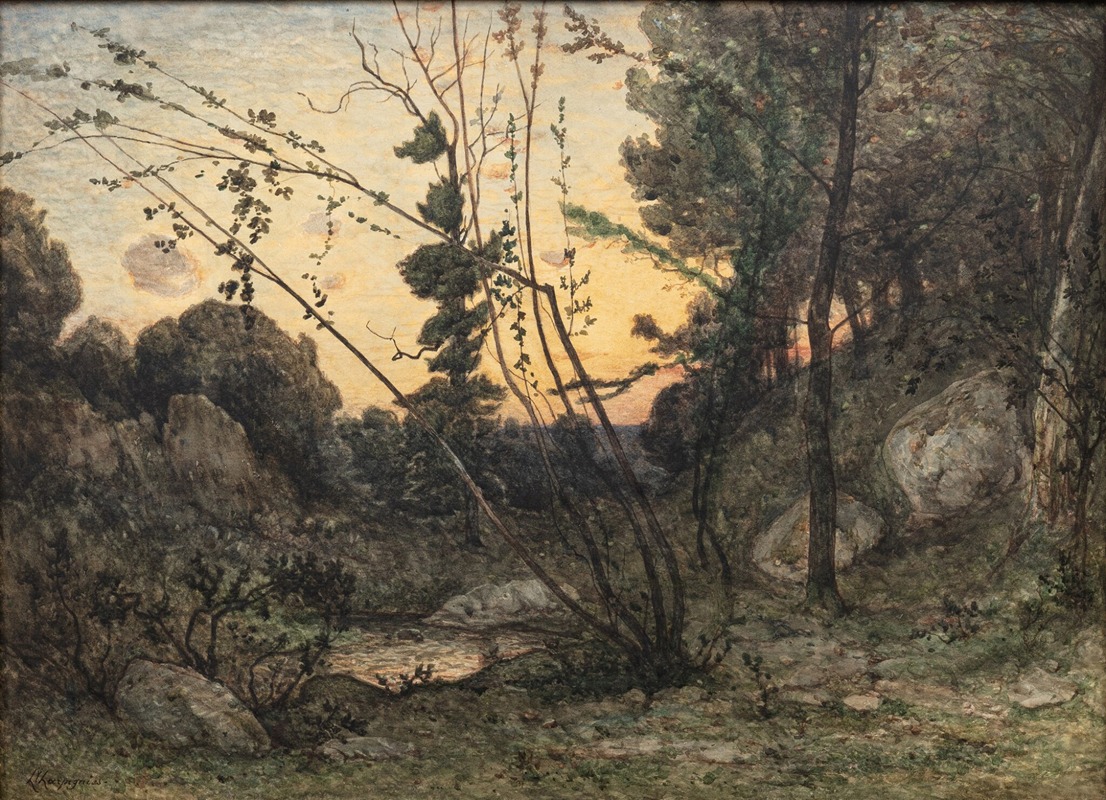 Henri-Joseph Harpignies - A clearing at sunset