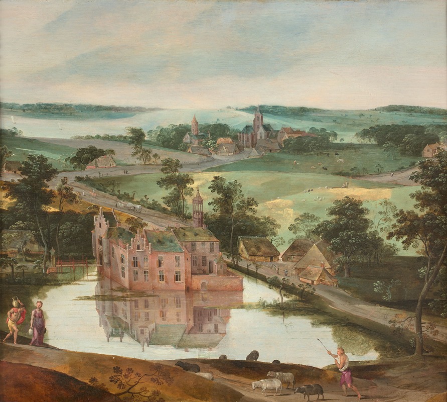 Jacob Grimmer - Château dans un paysage avec un berger