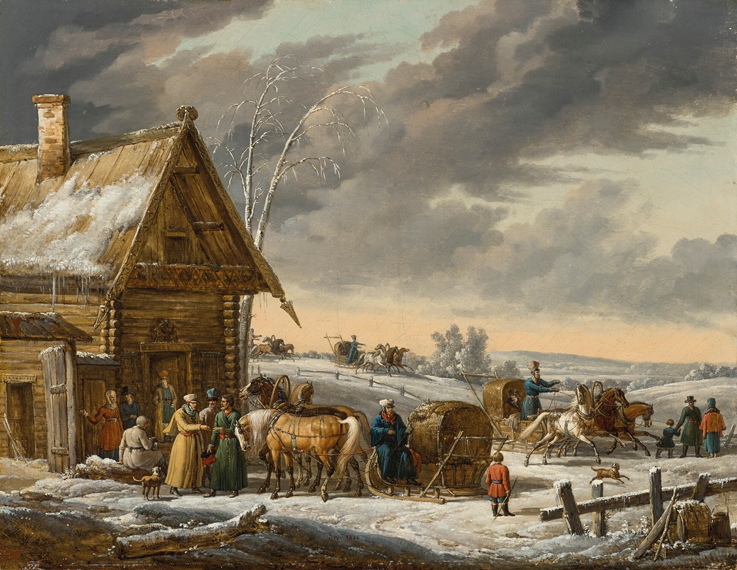 Jacques François Joseph Swebach-Desfontaines - A Russian winter landscape