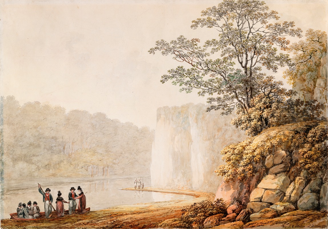 James George Oben - A Ferry Boat at Fennor Rock on the River Boyne, County Meath