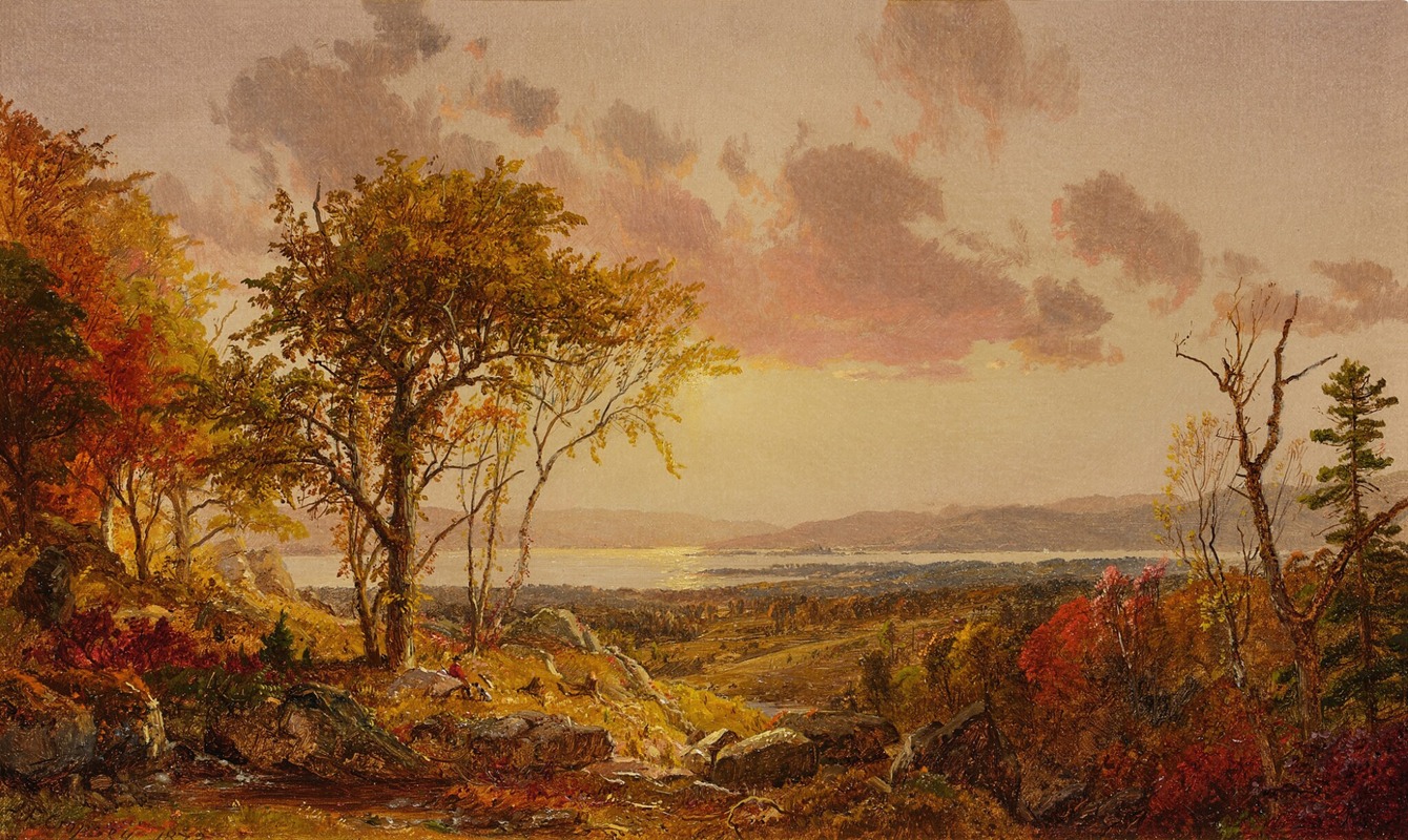 Jasper Francis Cropsey - A Distant View of the Hudson River in the Fall
