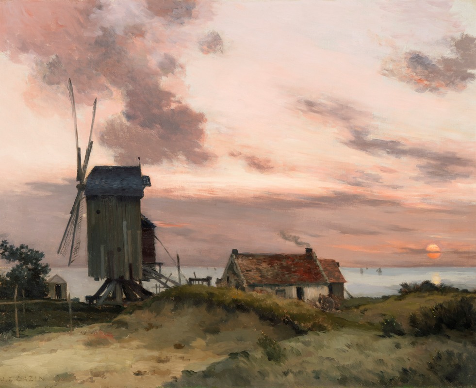 Jean Charles Cazin - Windmill on a Beach