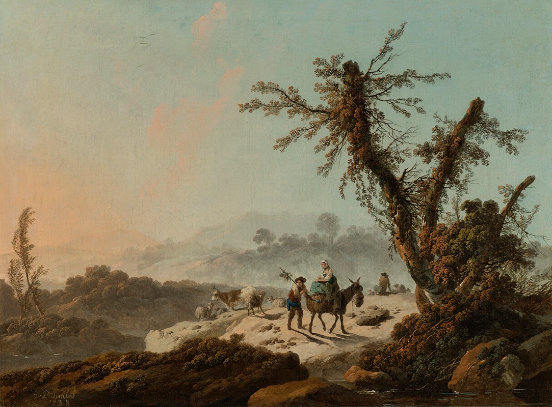 Jean-Baptiste Pillement - Goatherds in a rocky landscape