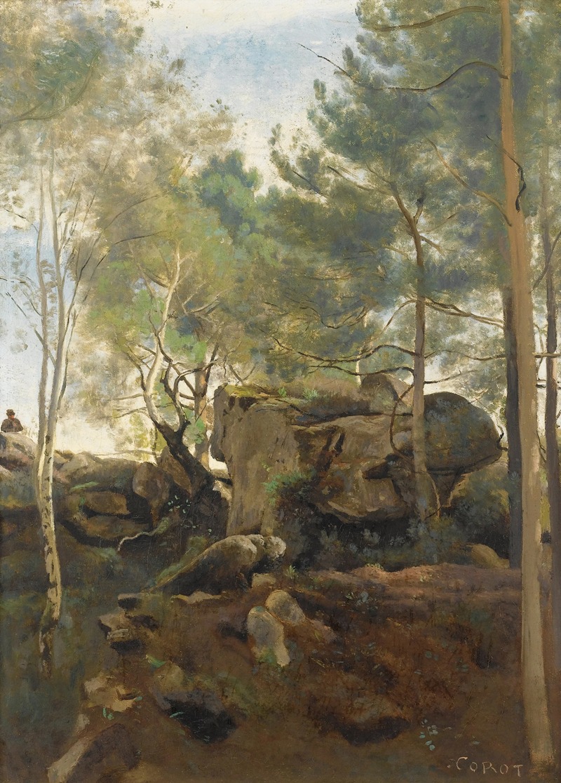 Jean-Baptiste-Camille Corot - Fontainebleau. Pins et bouleaux dans les rochers