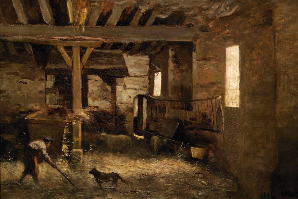 Jean-Baptiste-Camille Corot - An Interior of a Barn