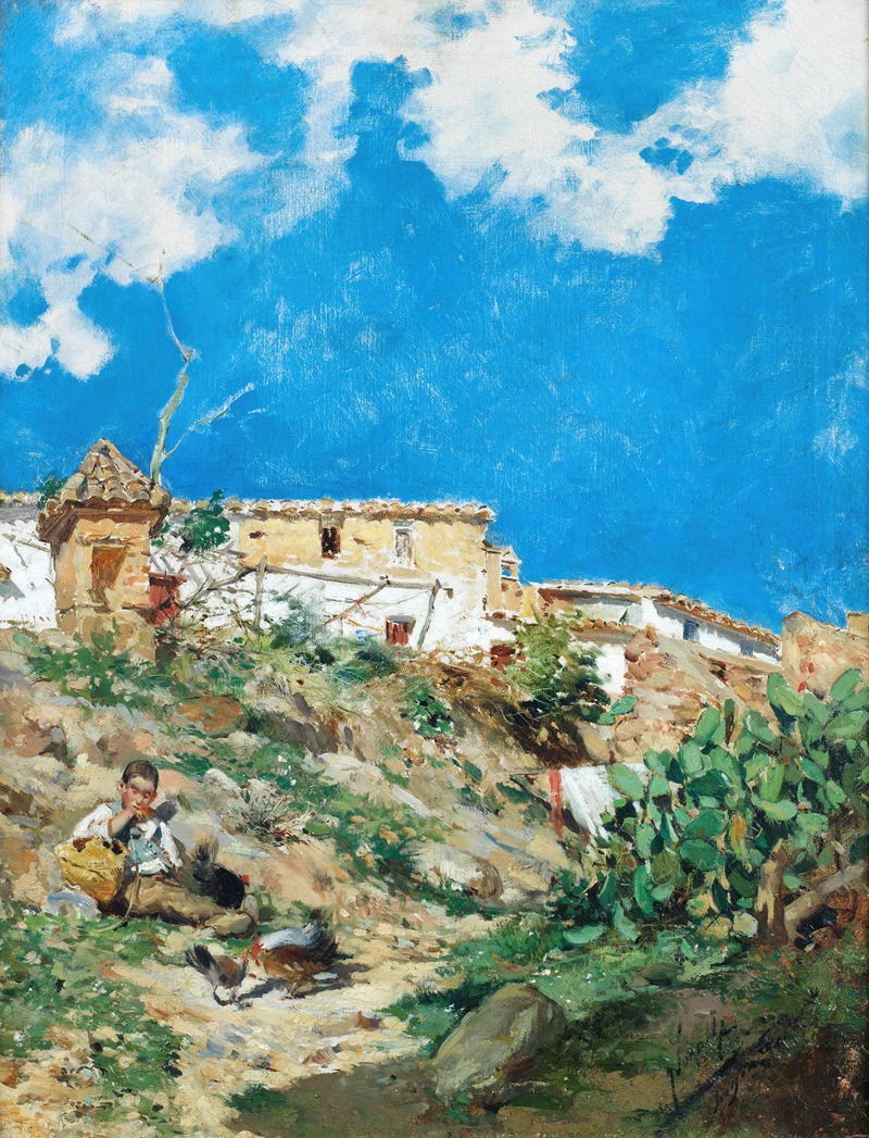 Joaquín Sorolla - A landscape with figure in Sagunto, Valencia
