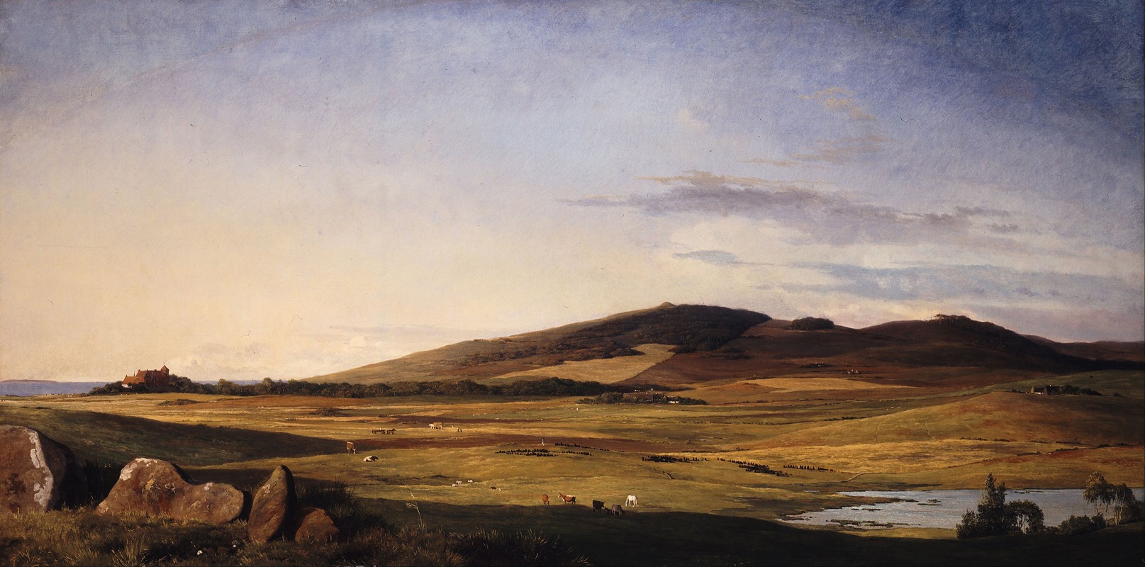 Johan Thomas Lundbye - Zealand Landscape. View from Bjerresø Mark towards Vejrhøj and Dragsholm Manor