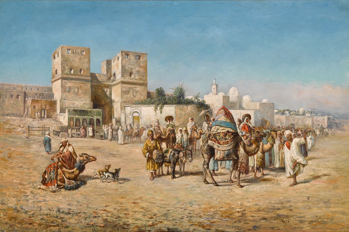 Mariano de Franceschi - Caravan Departing Bab al-Nasr, Cairo