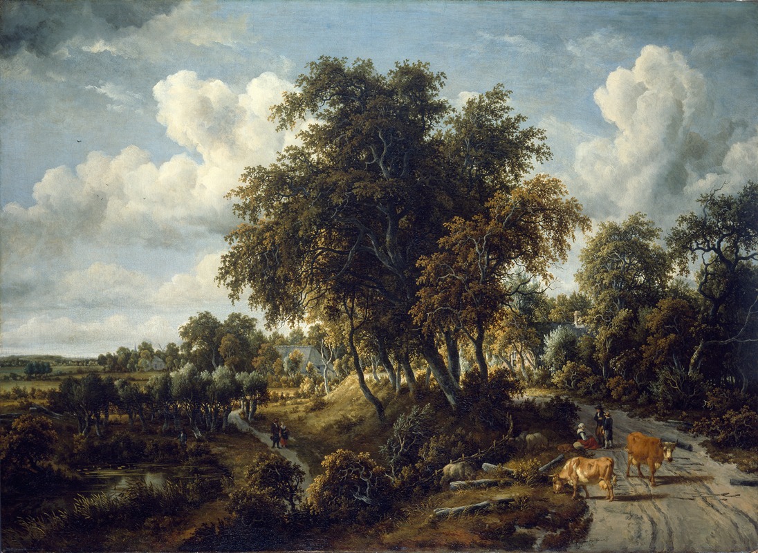 Meindert Hobbema - A Wooded Landscape; the Path on the Dyke