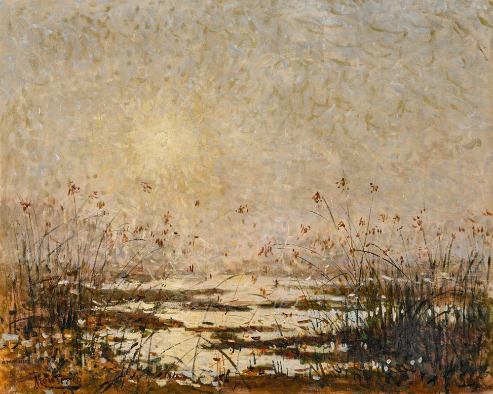Pierre-Eugène Montézin - Coucher de soleil sur le marais fleur