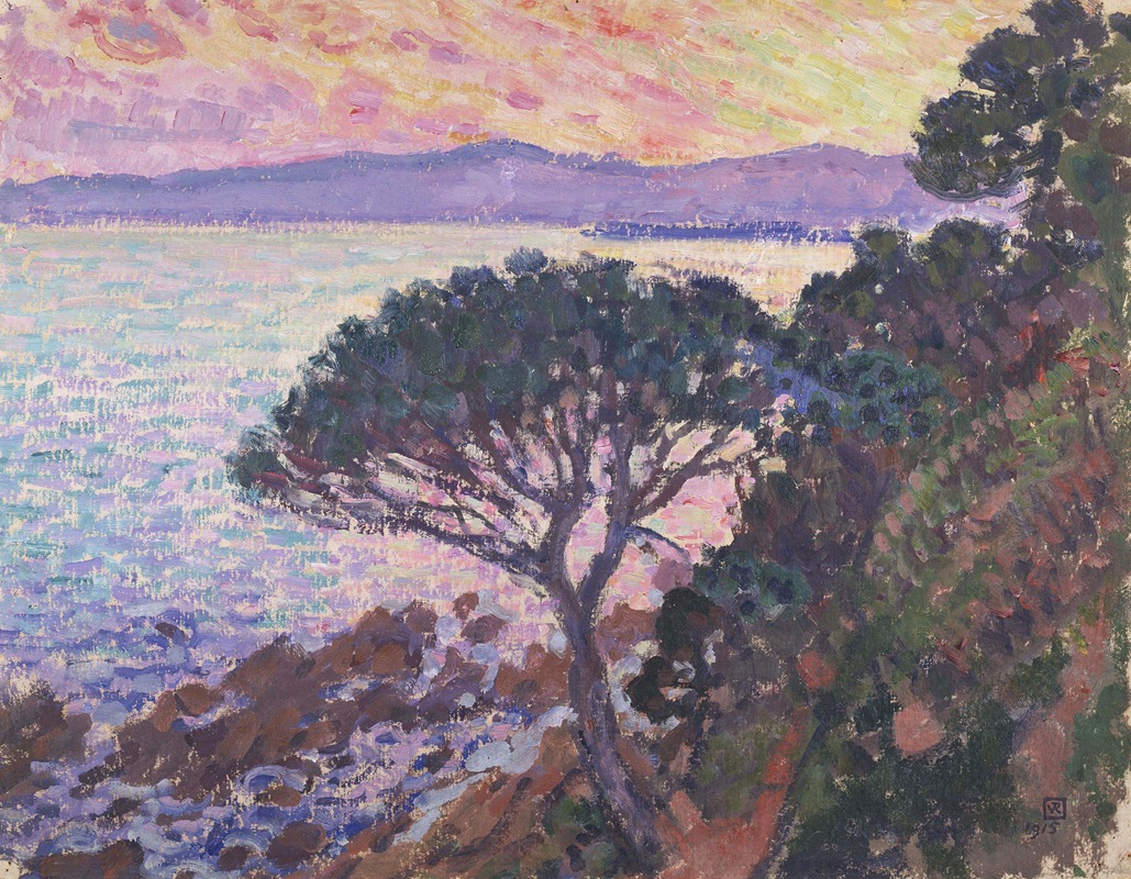 Theo van Rysselberghe - Pine-Tree near the Mediterranean Sea at Sunset